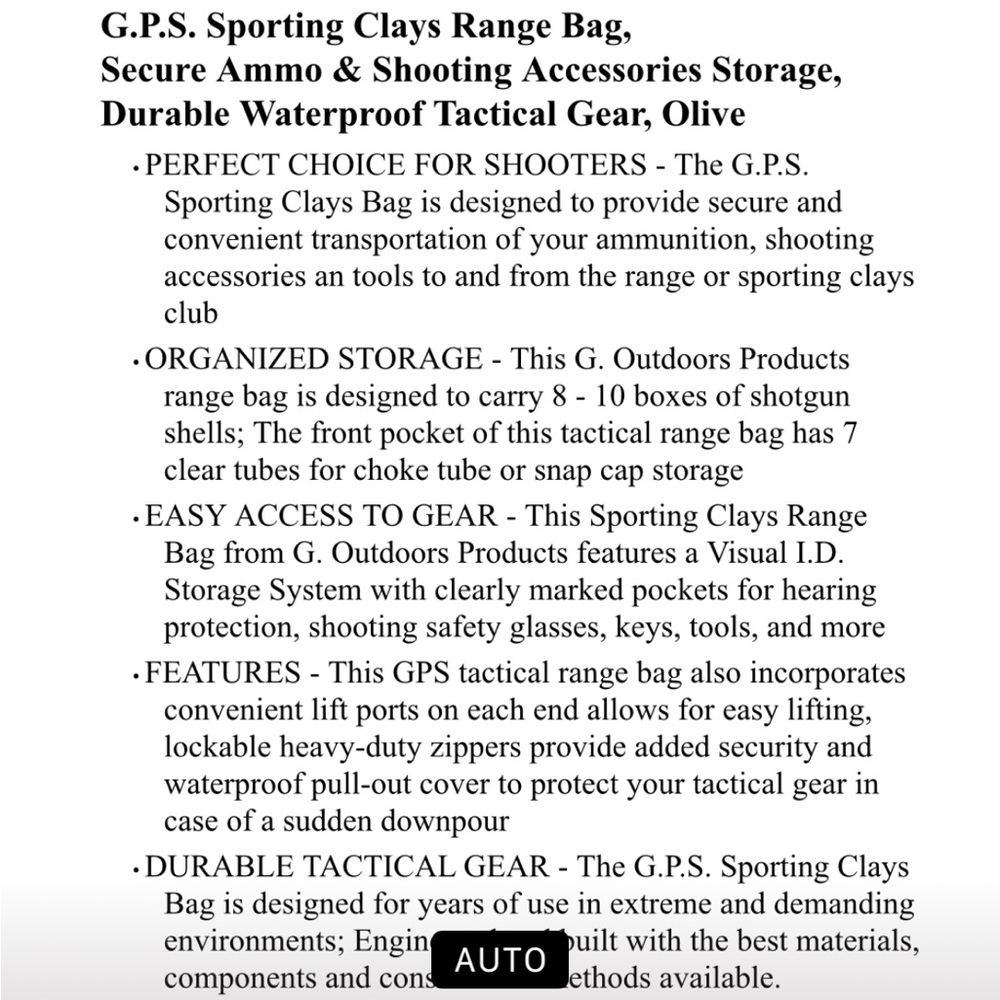 G.P.S. Sporting Clays range bag.